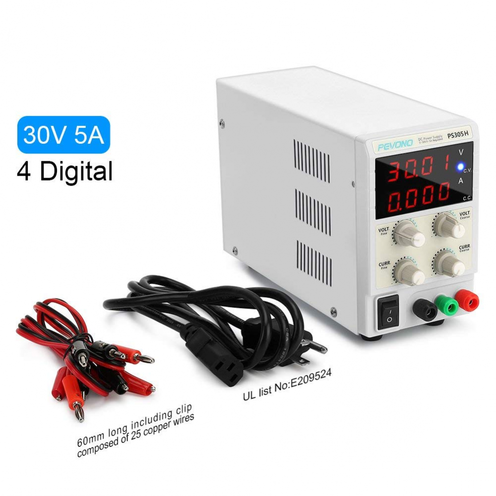 DC Bench Power Supply Variable, Pevono PS305H 0 30V 0 5A 4 Digital LCD