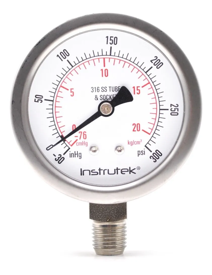 Manovacuómetro Inox Glicerina 2.5 Plg -30inhg A 300 Psi