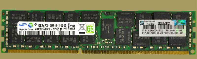 664692-001 HP 16-GB (1x16GB) LP SDRAM RDIMM Dual Rank x4 PC3L-10600R (DDR3-1333)