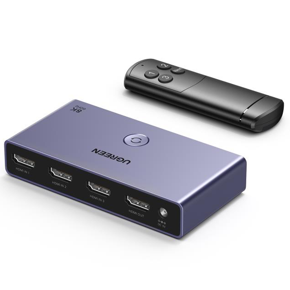 SWITCH SPLITTER 8K HDMI 2,1 3 ENTRADAS 1 SALIDA, INCLUYE CONTROL REMOTO