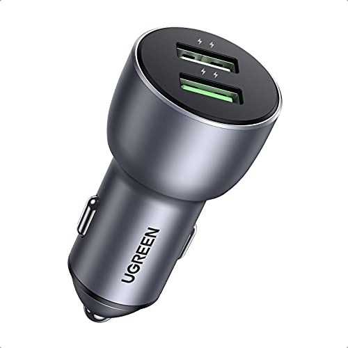 CARGADOR DE AUTO UGREEN 36W, 2 PUERTOS USB-A, CARGA RAPIDA