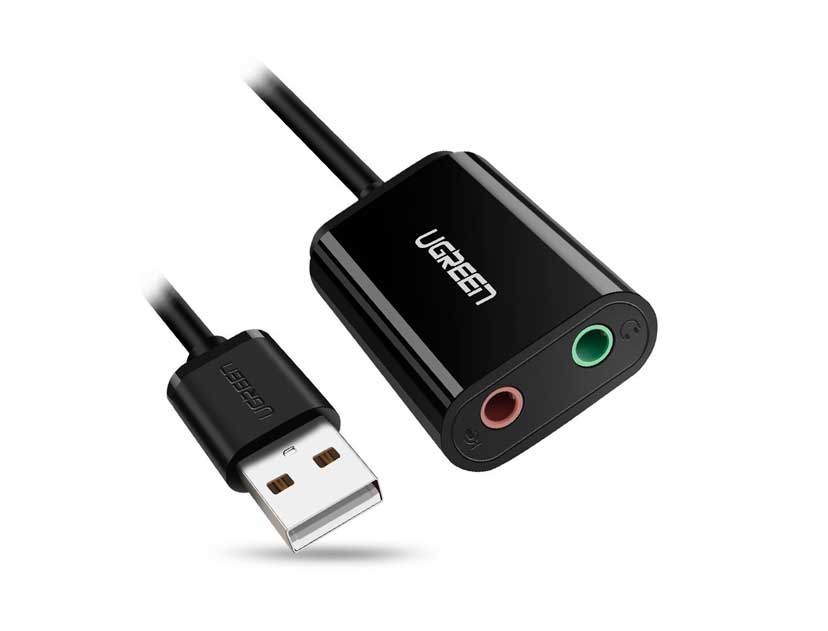 ADAPTADOR USB 2.0 A SONIDO 3.5MM UGREEN  NEGRO 30724