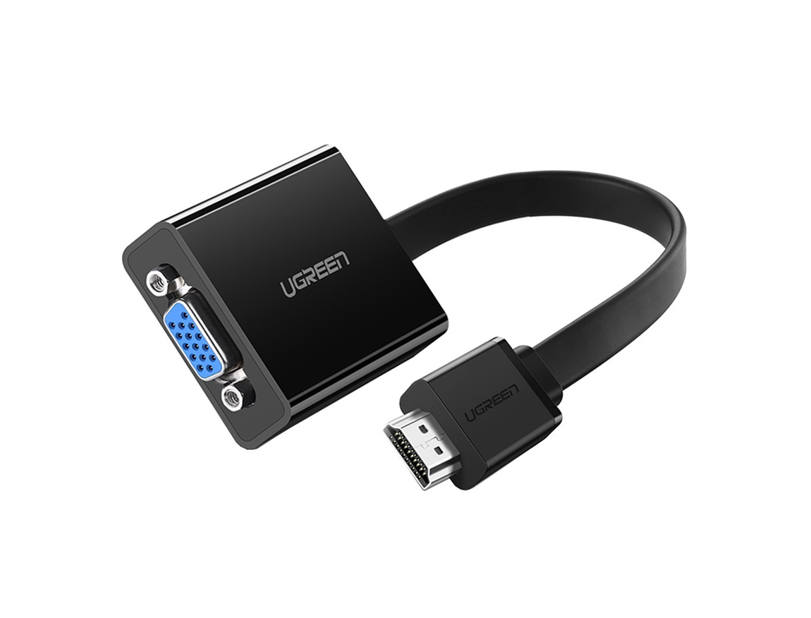 ADAPTADOR UGREEN HDMI MACHO A VGA HEMBRA, AUDIO PORT, NEGRO