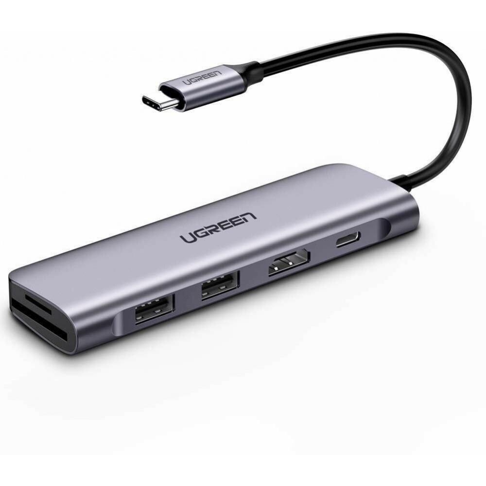 CONVERTIDOR UGREEN USB-C A HDMI,USB 3.0, SD TF, PD, NEGRO 70411