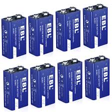 Lot of 10 EBL 9V 6F22 Li-ion Battery Alkaline 9 Volt 6LR61 Batteries High Capacity