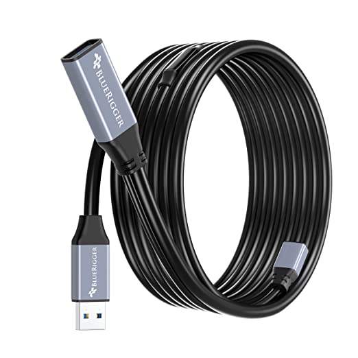 BlueRigger Cable de extensión activo USB 3.0 de 10 metros (32 pies, tipo A macho a hembra, cable repetidor) – para consolas de juegos, impresora, cámara (10 m), color negro