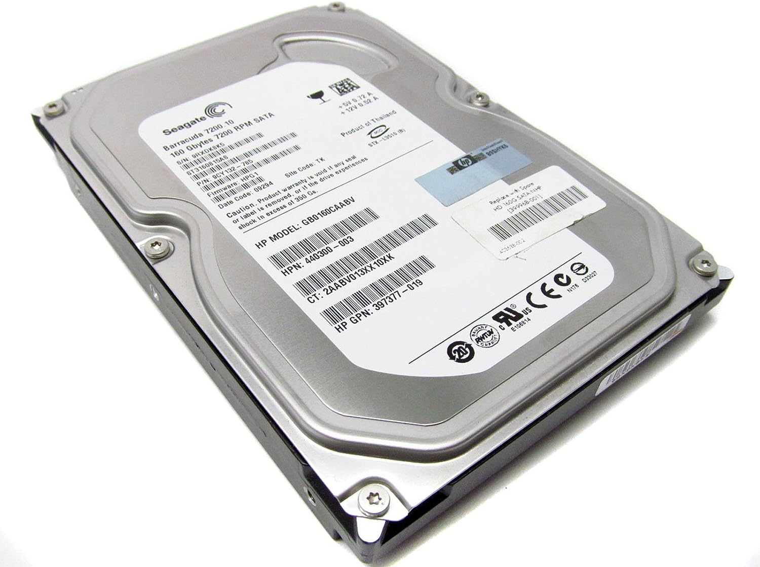 Disco duro HP 399968-001 160 GB SATA SATA (SATA)-150 sin conexión en caliente - 7,200 RPM, factor de forma de 3,5 pulgadas (LFF)