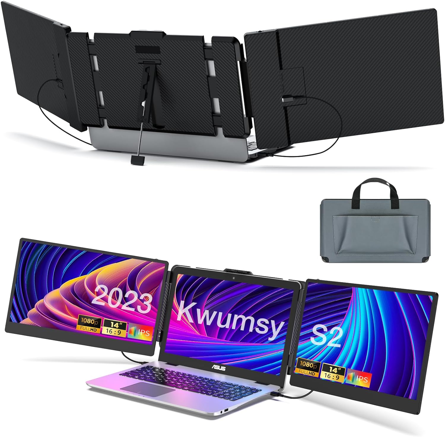 FLYTOCCA - EXTENSOR DE VISUALIZACIÓN PARA PORTATIL DE 14 PULGADAS, EXTENSOR DE VISUALIZACIÓN PARA PORTÁTIL,1080P FHD PARA MONITOR DE PORTÁTIL, PLUG AND PLAY SIN DRIVER, PARA PORTÁTIL DE 13 A 17.3 PULGADAS, COMPATIBLE CON WINS/ANDROID/SWITCH