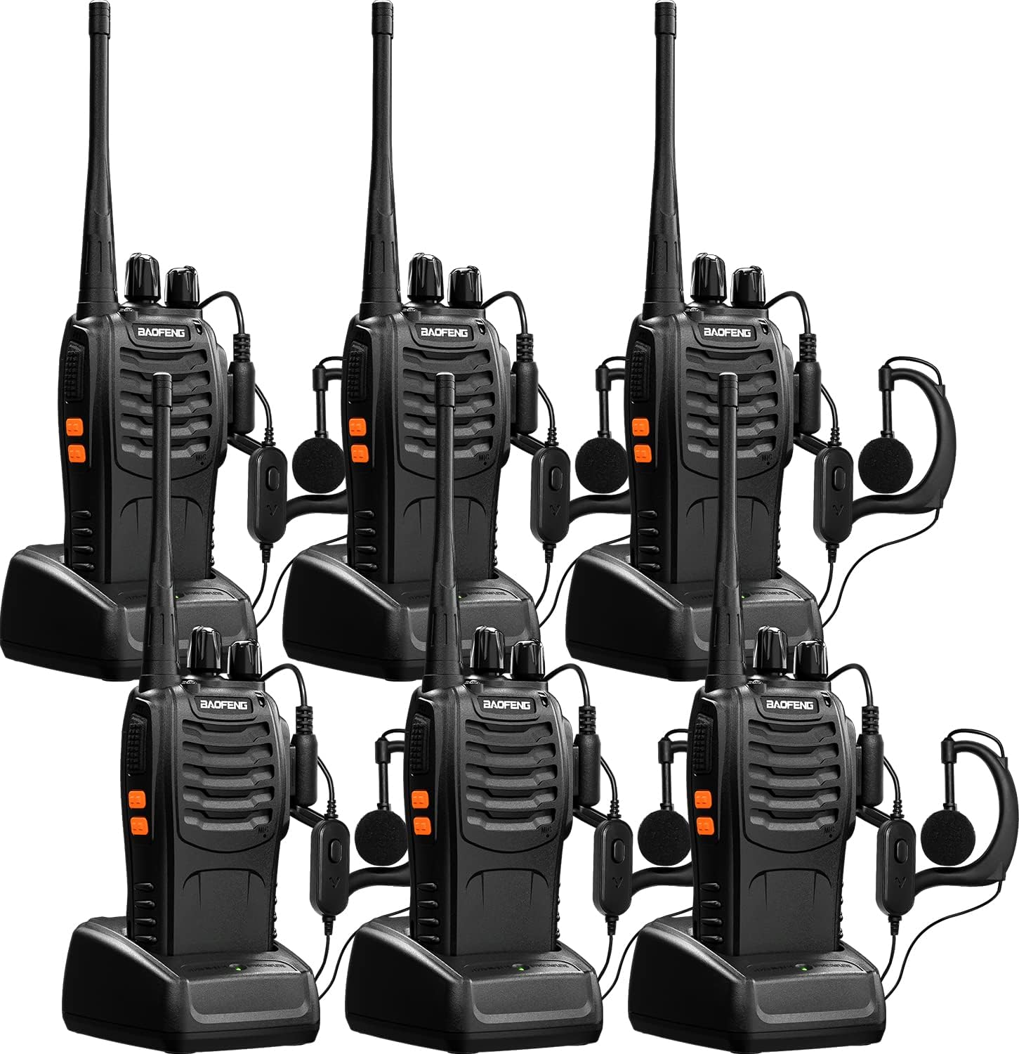 BAOFENG BF-888S UHF RADIOS WALKIE TALKIES LONG RANGE WITH EARPIECE MIC ANTENNA HANDHELD TWO WAY RADIO 5W RECHARGEABLE 2 WAY RADIO HAM TRANSCEIVER WITH