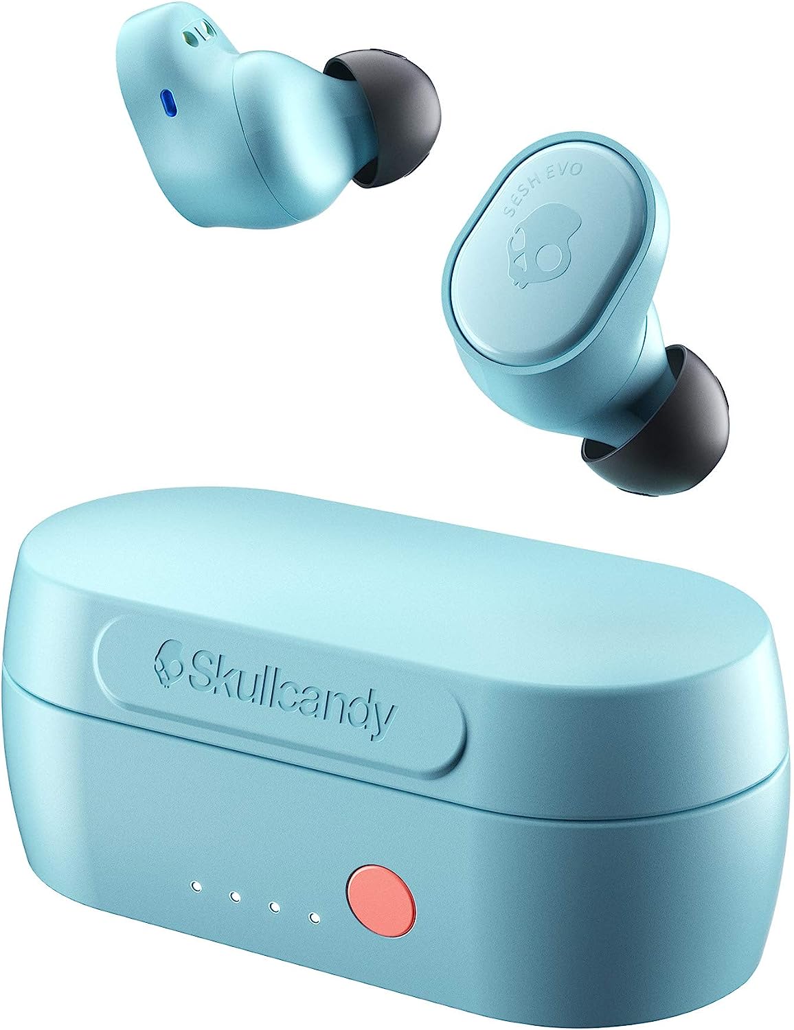 Skullcandy Sesh Evo True Wireless In-Ear Auriculares Bluetooth Compatible con iPhone y Android / Estuche de carga y micrófono / Ideal para gimnasio, deportes y juegos IP55 Resistente al agua - Azul