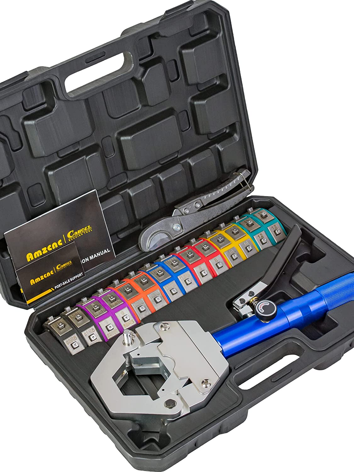 AMZCNC 71500 Crimpadora hidráulica de manguera de aire acondicionado hidráulica Krimp manual kit de crimpadora de manguera hidráulica de mano para reparación de aire acondicionado