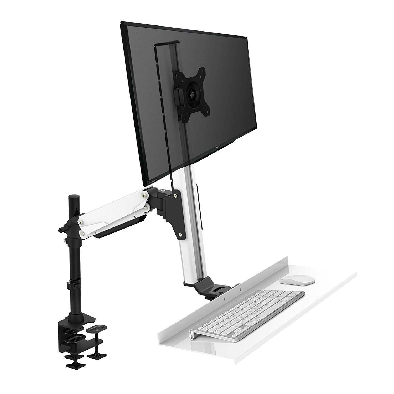 Adjustable Height Sit Stand Desk Mount up to 27 Inch Monitor Keyboard Tray