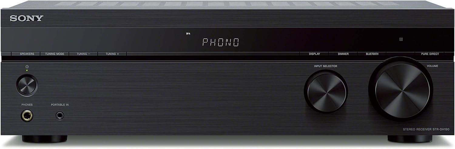 SONY STRDH190 RECEPTOR ESTÉREO PARA EL HOGAR DE 2 CANALES CON ENTRADAS PHONO Y BLUETOOTH NEGRO.