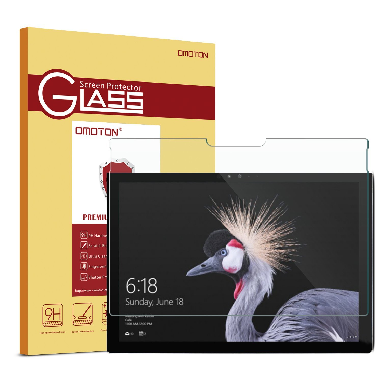 SURFACE PRO 2017/SURFACE PRO 4 PROTECTOR DE PANTALLA -OMOTON- [ALTA RESPONSABILIDAD] [RESISTENTE A LOS RASGUNOS] [LIBRE DE BURBUJAS] [ALTA DEFINICION] PROTECTOR DE PANTALLA DE VIDRIO TEMPLADO