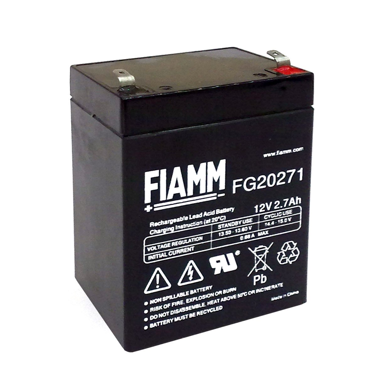 Batería de plomo ácido, 12V 2.7Ah, AGM, terminales Faston F1
