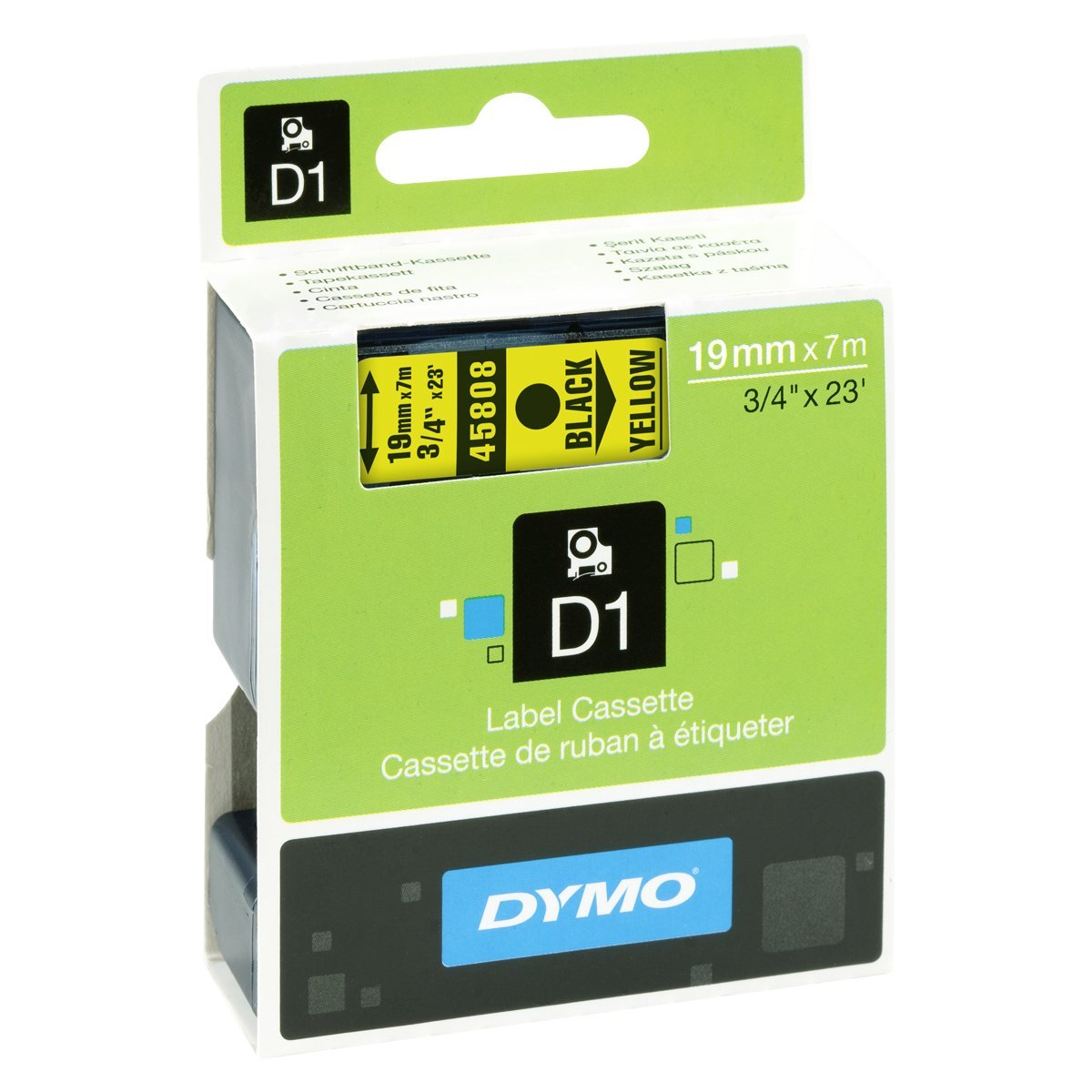 Dymo D1 Tape 19mm Black on Yellow
