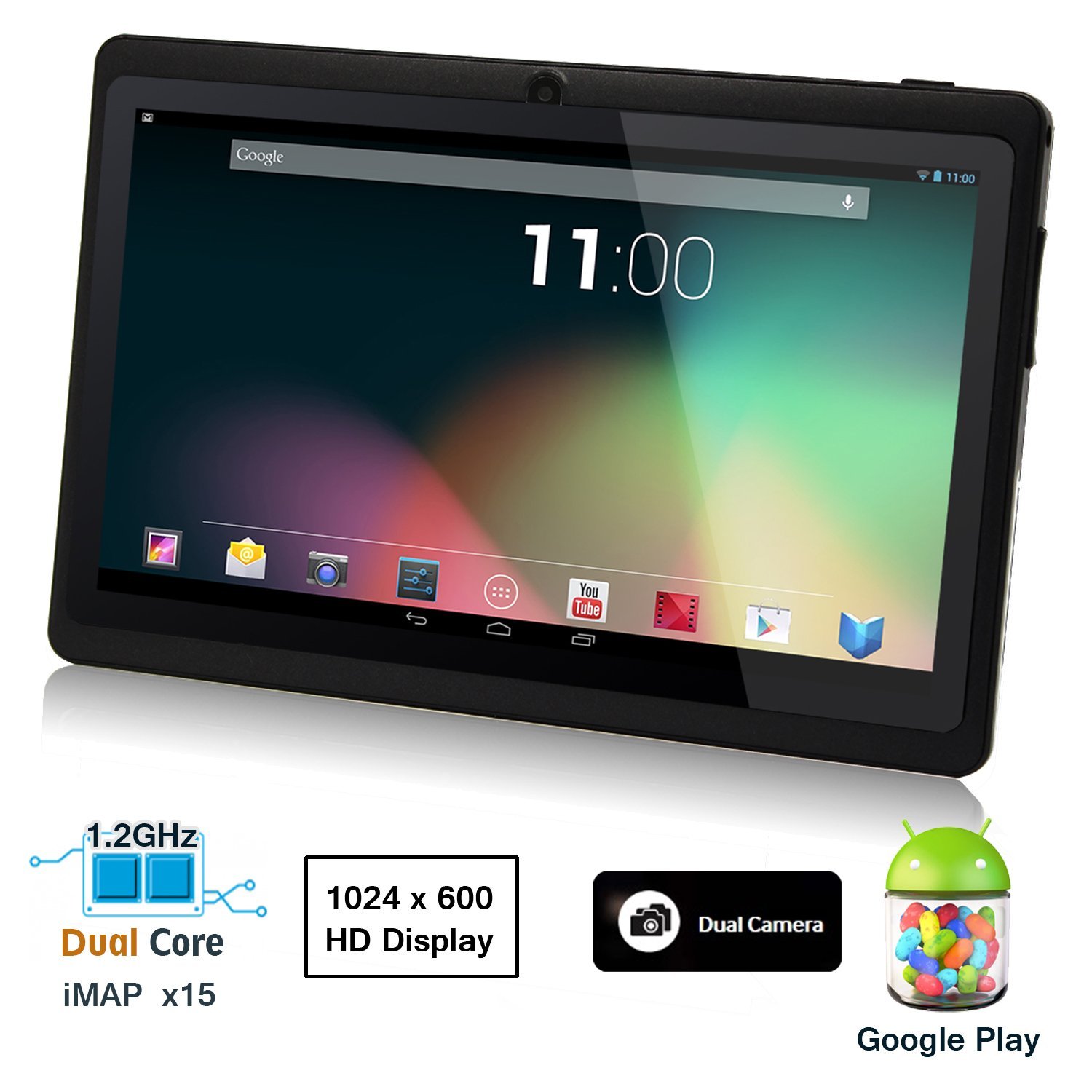 Tablet Dragon Touch - 7 pulg,  Black Dual Core Y88 Google Android 4.3 Tablet PC, Dual Camera, HD 1024x600, Google Play Pre-load, HDMI, 3D Game  TabletExpress]
