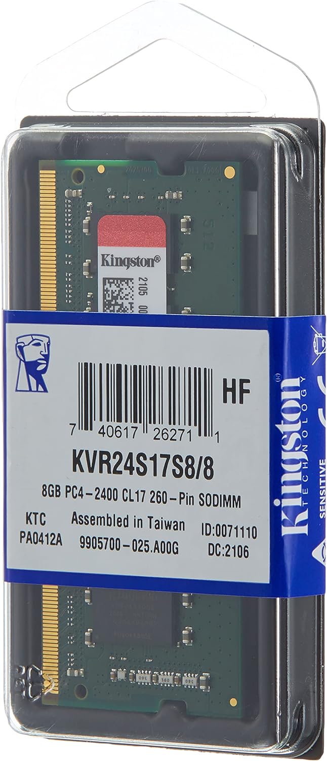 Kingston ValueRAM 8GB 2400Mhz DDR4 CL17 SODIMM Memoria Para LAPTOP (KVR24S17S8/8)