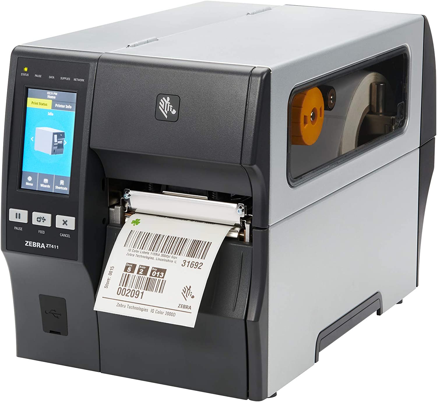 Zebra ZT411 Impresora industrial de transferencia térmica de 203 ppp de ancho de impresión de 4 pulgadas Serial USB Ethernet Bluetooth ZT41142-T010000Z