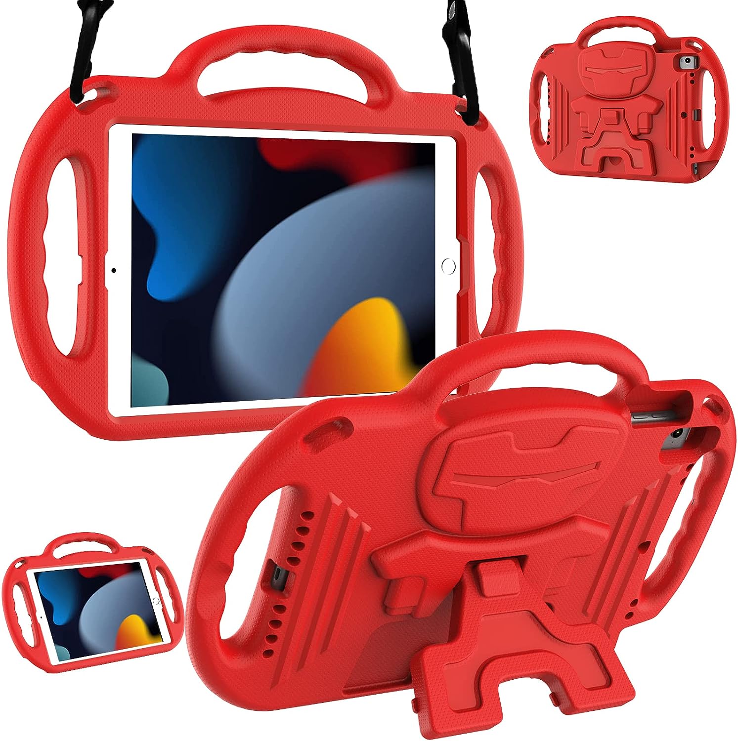LTROP Funda para iPad de 9ª generación 2021, iPad 10.2, iPad de 8ª/7ª generación para niños, funda para iPad de 10.2 pulgadas, color rojo