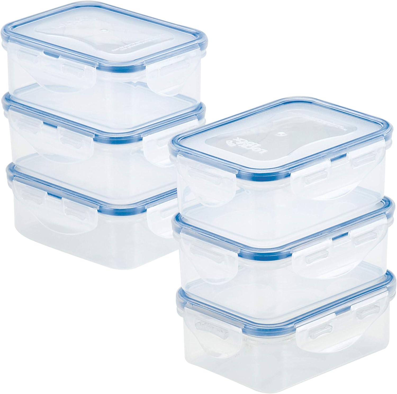 Lock & LOCK - Recipiente hermético rectangular para alimentos, polipropileno silicona, transparente, 6 piezas