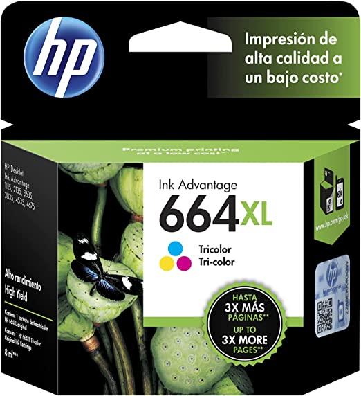 Cartucho de tinta HP 664XL Tricolor Original (F6V30AL)