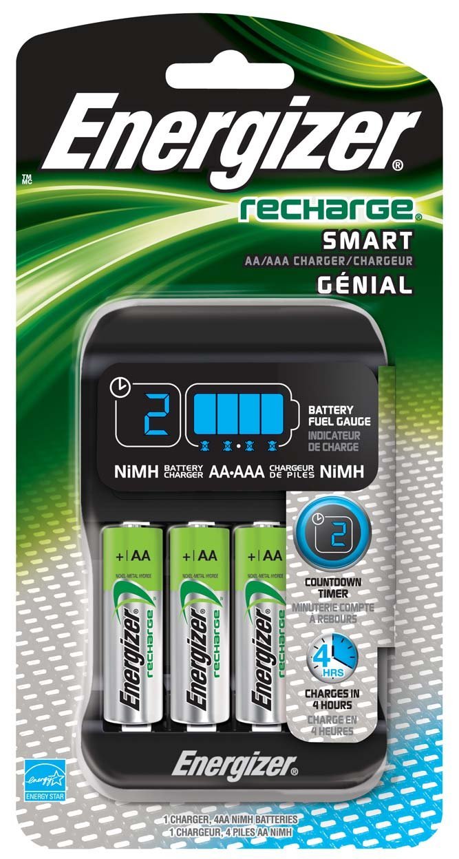 Cargador Energizer con 4 baterias AA lets indicadores