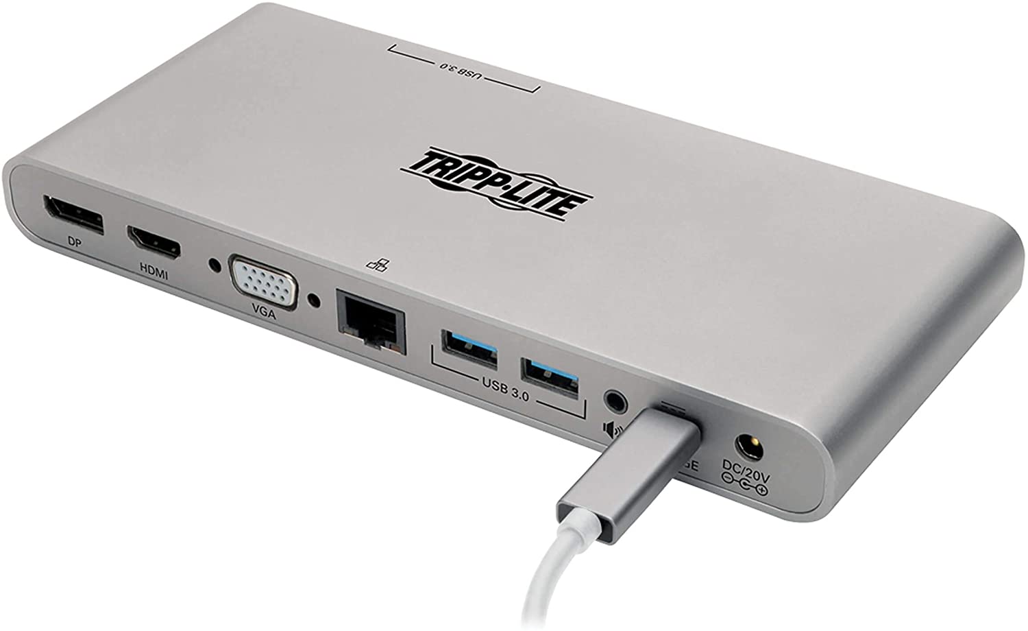 Estación de Acoplamiento USB C con Hub USB-A, USB Tipo C, HDMI, VGA, DP, Gbe Gigabit Ethernet PD Carga 4K@30Hz, Portátil, Thunderbolt 3 Plata (U442-DOCK4-S)