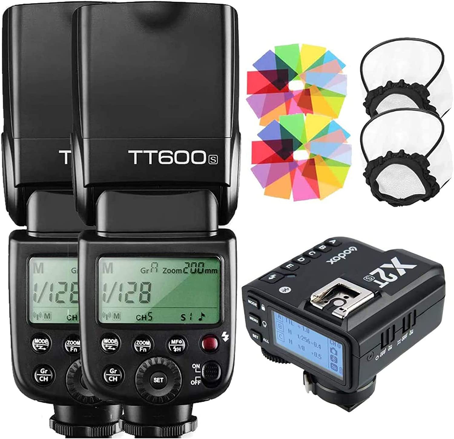 Godox TT600S 2 unidades 2.4G Wireless X-System TTL GN60 sincronización de alta velocidad 1/8000s Flash Speedlite con transmisor de disparo X2T-S compatible con cámaras Sony