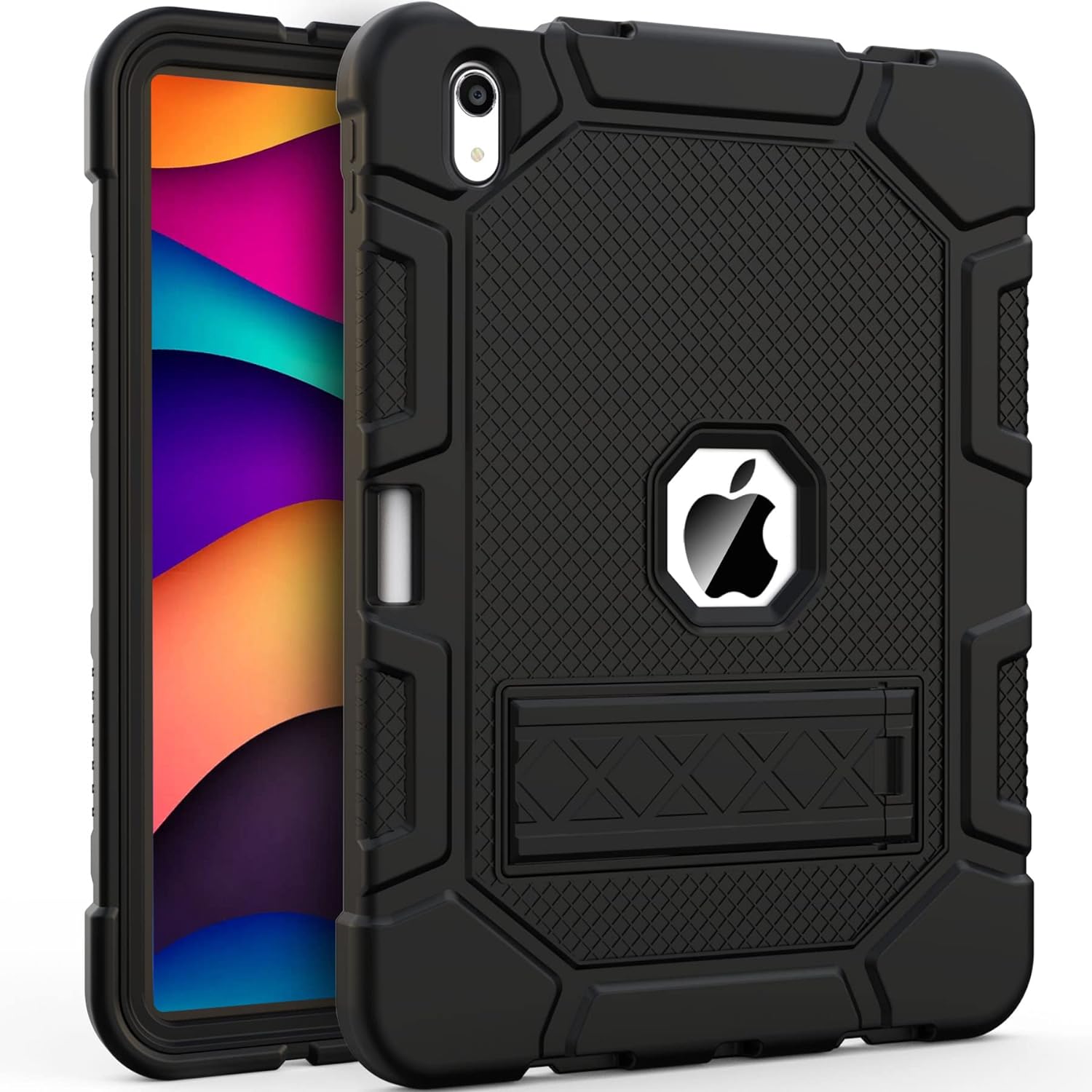 Rantice - Funda para iPad de 10.ª generación 2022, 10.9 pulgadas con soporte para lápiz, funda para iPad 10.9 con soporte, funda híbrida a prueba de golpes para iPad de 10.ª generación para niños, niñas y niños, negro