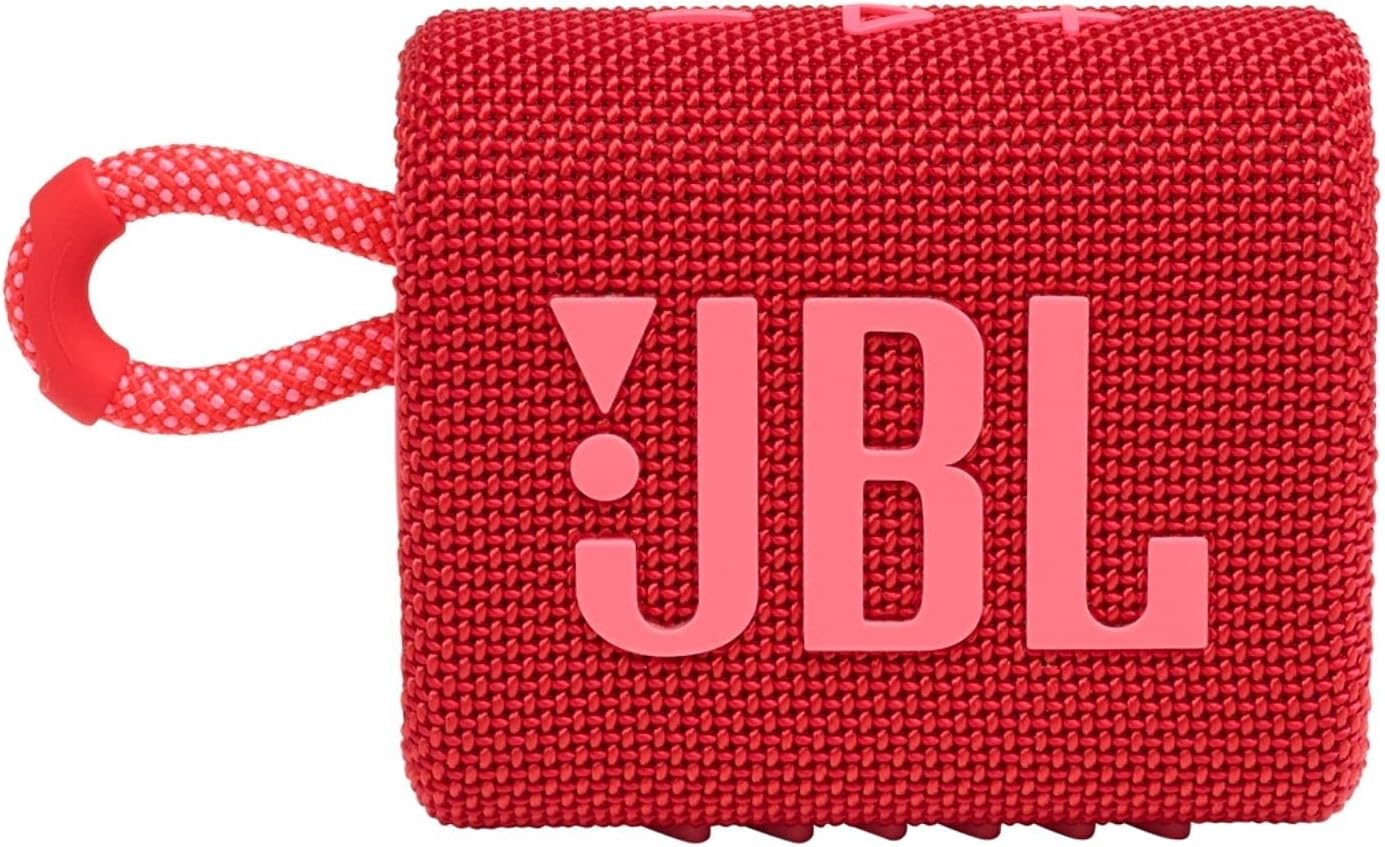 JBL Go 3 Bocina Portátil Bluetooth, 4.2 W de Potencia, Reproducción 5 Horas, Resistente al Agua y al Polvo IP67 - Rojo