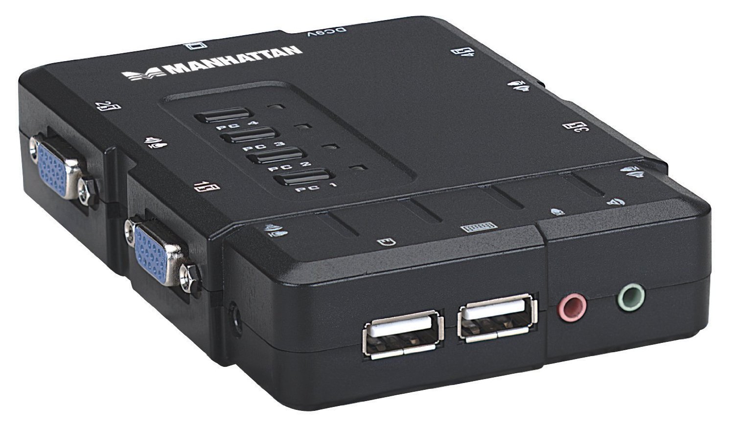 MANHATTAN MUX KVM DESKTOP USB 4:1 CON CABLES+AUDIO