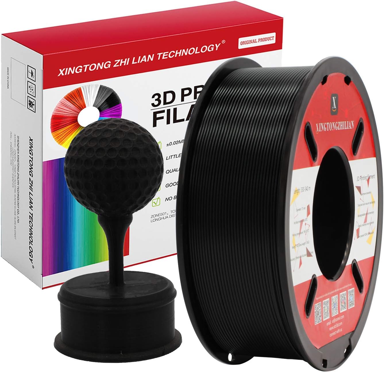 Filamento PLA normal de 1.75 mm de diámetro para impresión 3D y/o lápiz 3D de alta calidad. 1 KG. 1 carrete color NEGRO PLA normal.