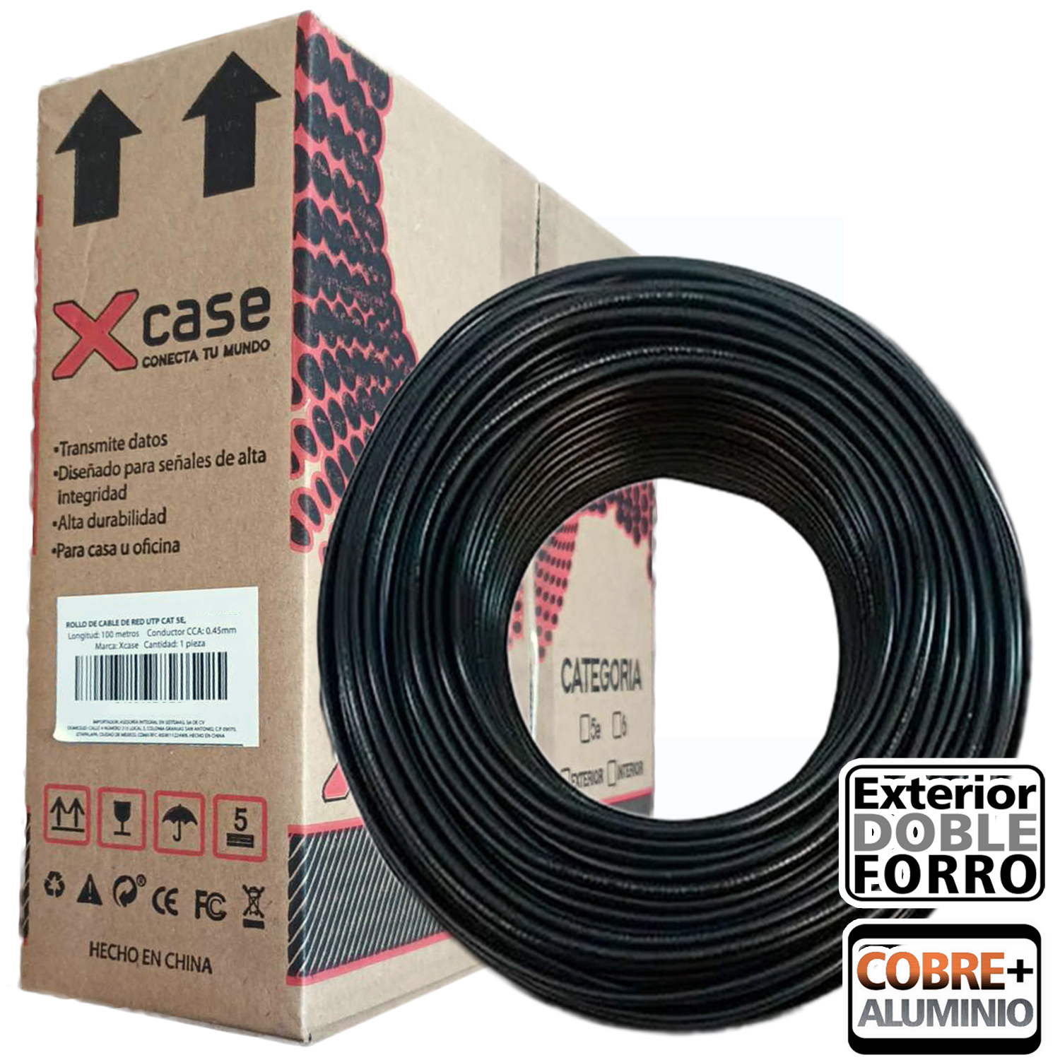 CABLE DE RED XCASE UTP ,CAT 6, DOBLE FORRO, NEGRO