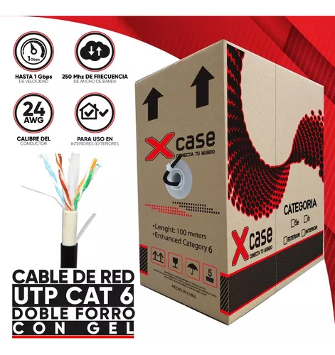 XCASE BOBINA DE CABLE CAT6 ,100M, PARA EXTERIOR