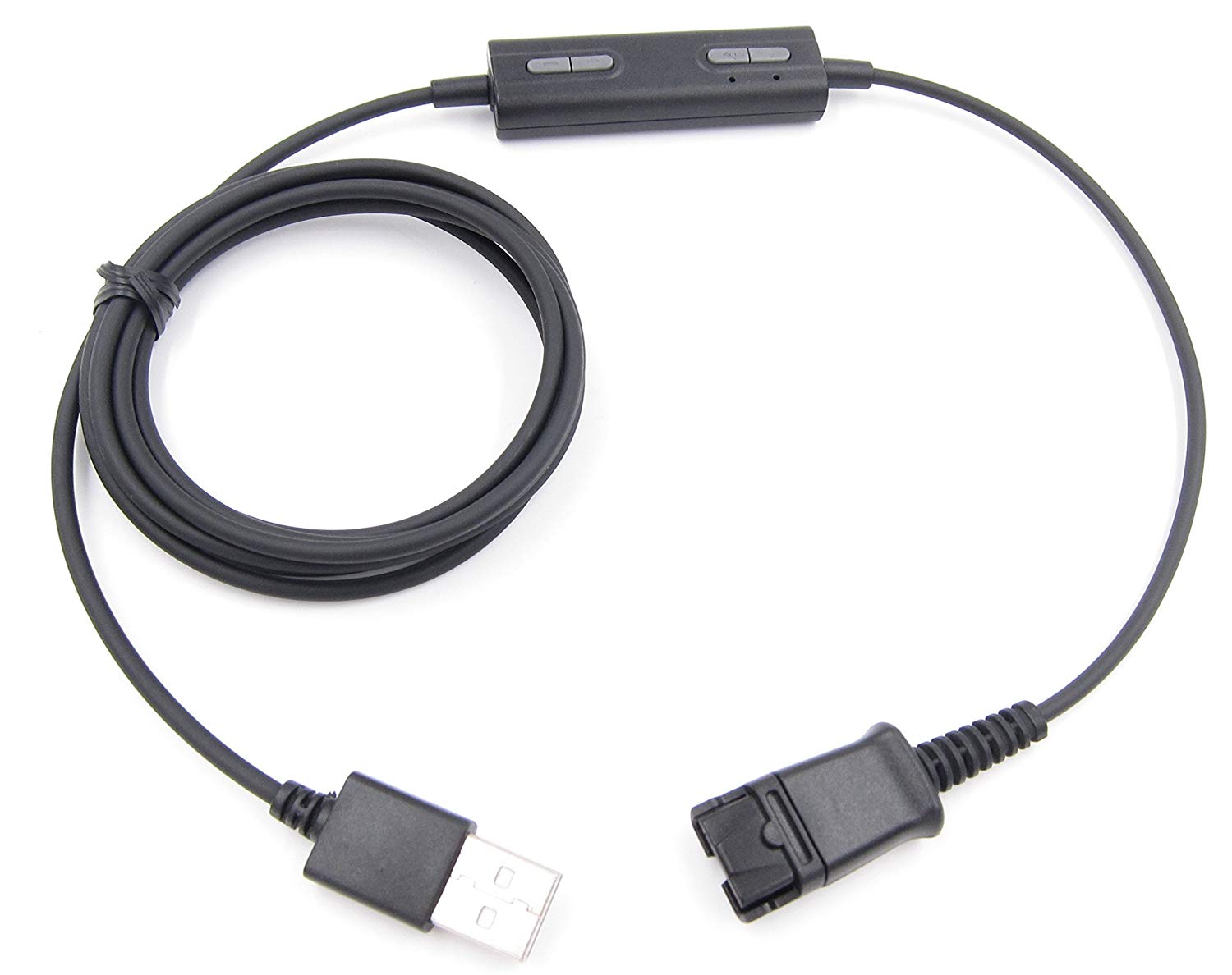 Cable QD  del conector del auricular al adaptador USB con ajustador de volumen