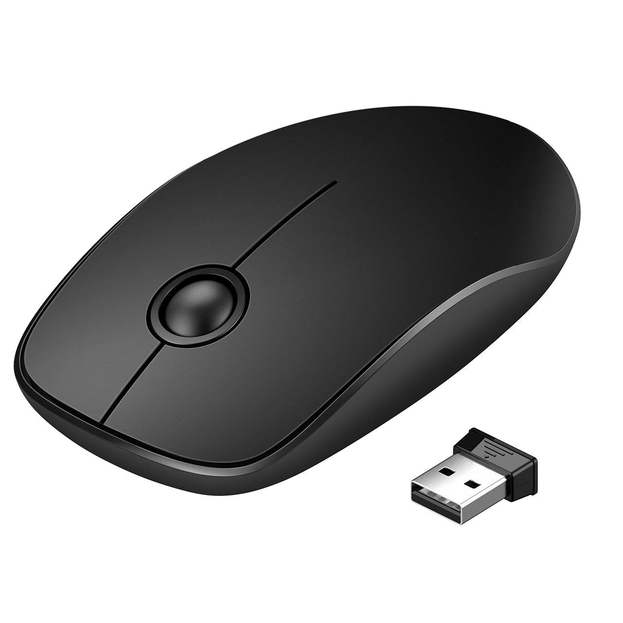 VicTsing 2.4G Slim Mouse Inalambrico con Nano Receiver, Silencioso con 1600 DPI para PC, computadora portátil, tableta, computadora y Mac, Negro