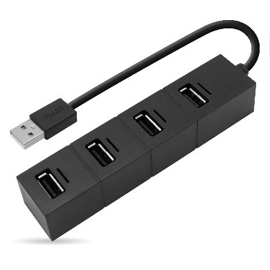 HUB USB BROBOTIX 180727-2, USB 2.0, Negro, 4 puertos