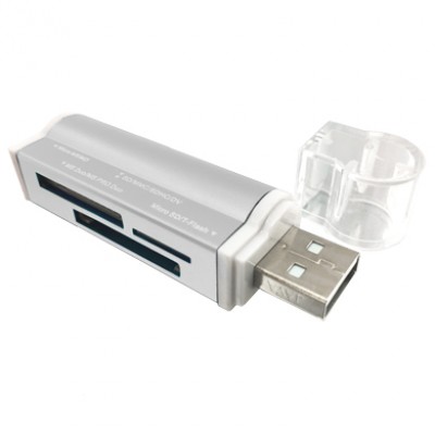 Lector USB BROBOTIX 180420P, Plata, USB 2.0