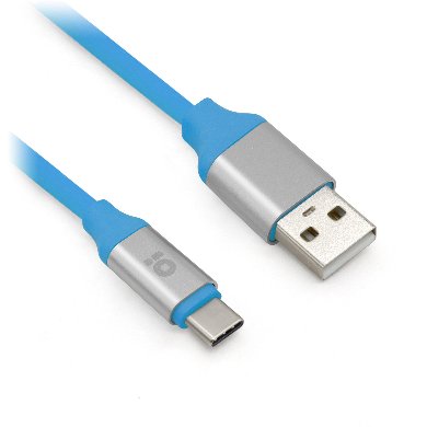 CABLE USB V2.0 TIPO "C", PVC, 1.0 M, AZUL (PUNTAS METÁLICAS)