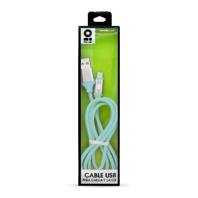 CABLE USB V2.0 TIPO "C", PVC, 1.0 M, AQUA (PUNTAS METÁLICAS) 963555