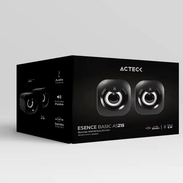 Bocinas Acteck As215, Alambricas, 3.5mm, Rms 3w, Usb 5vc, Negro