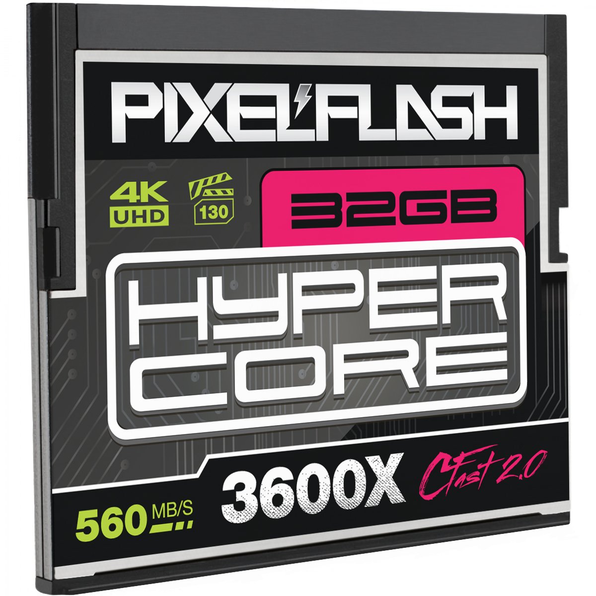 Tarjeta de memoria PixelFlash HyperCore CFast 2.0 de 32GB 3600X hasta 560MB / s SATA3 C Fast para Phase One, Leica, Canon, Hasselblad, Blackmagic Ursa y más