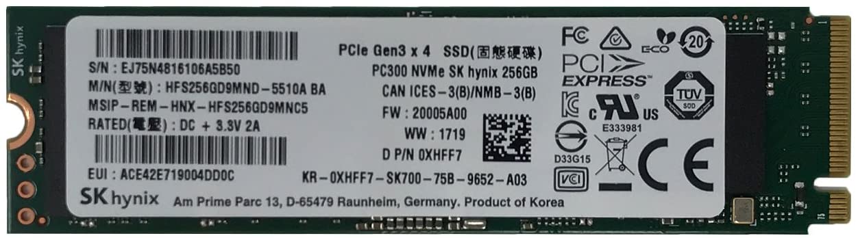 SK Hynix 256 GB M.2 SSD (unidad de estado sólido) NVMe PCIe