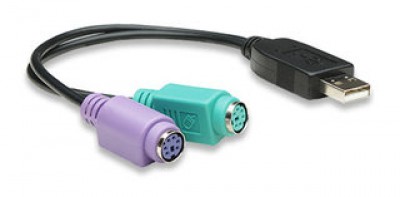 Convertidor USB a PS2 MANHATTAN, 2x Mini DIN 6 pin (PS/2), Negro 179027