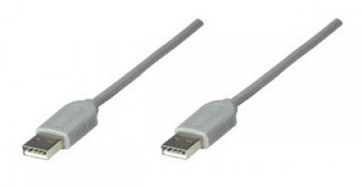 Cable USB A a A MANHATTAN, 1,8 m, Macho/Macho, Gris