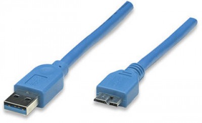 Cable USB micro B - Micro USB 3.0 MANHATTAN, 2 m, USB A, Micro-USB B, Macho/Macho, Azul