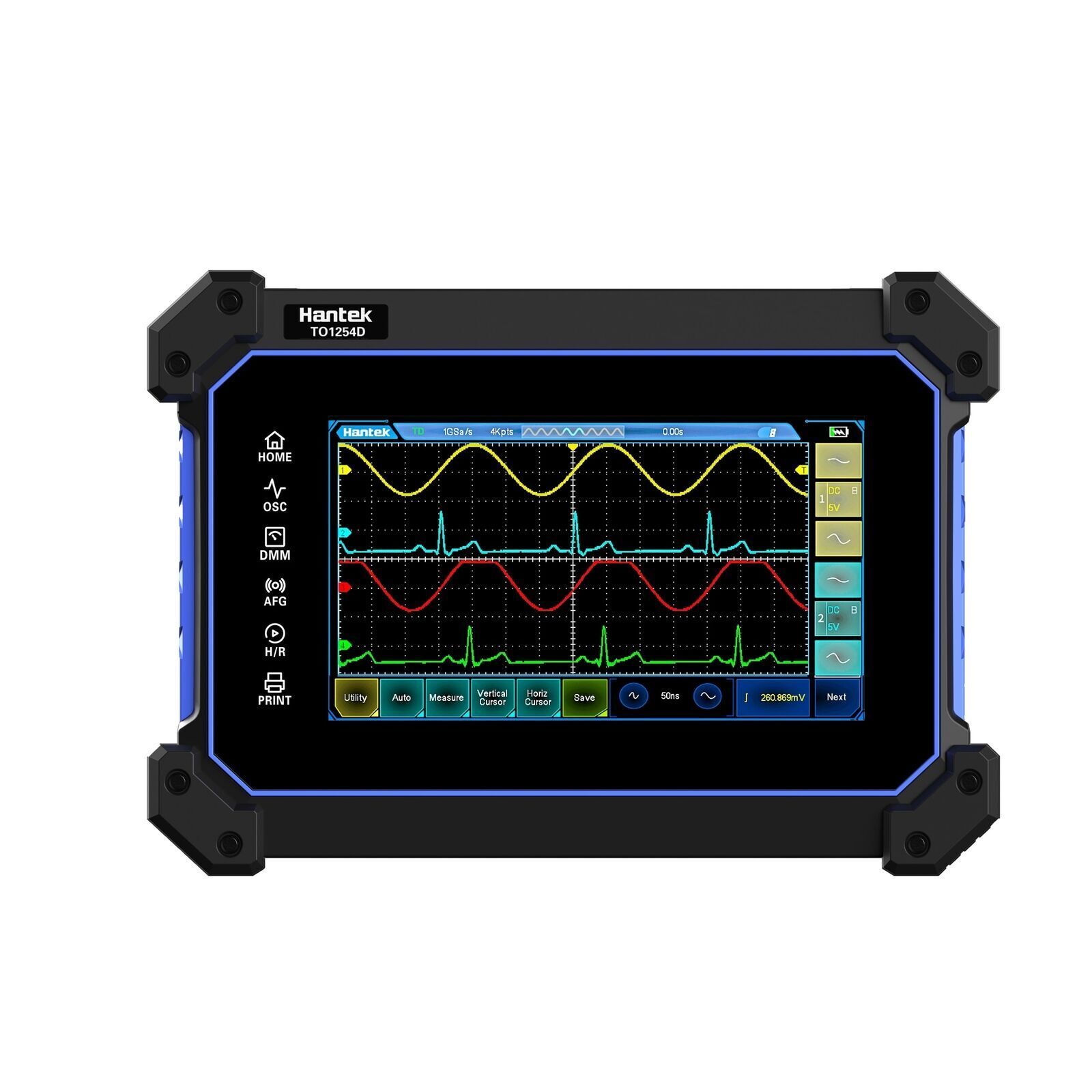 OSCILOSCOPIO DIGITAL HANTEK TO1112 TO1112C TO1112D CON PANTALLA TÁCTIL DE 7", 2 CANALES Y 110 MHZ