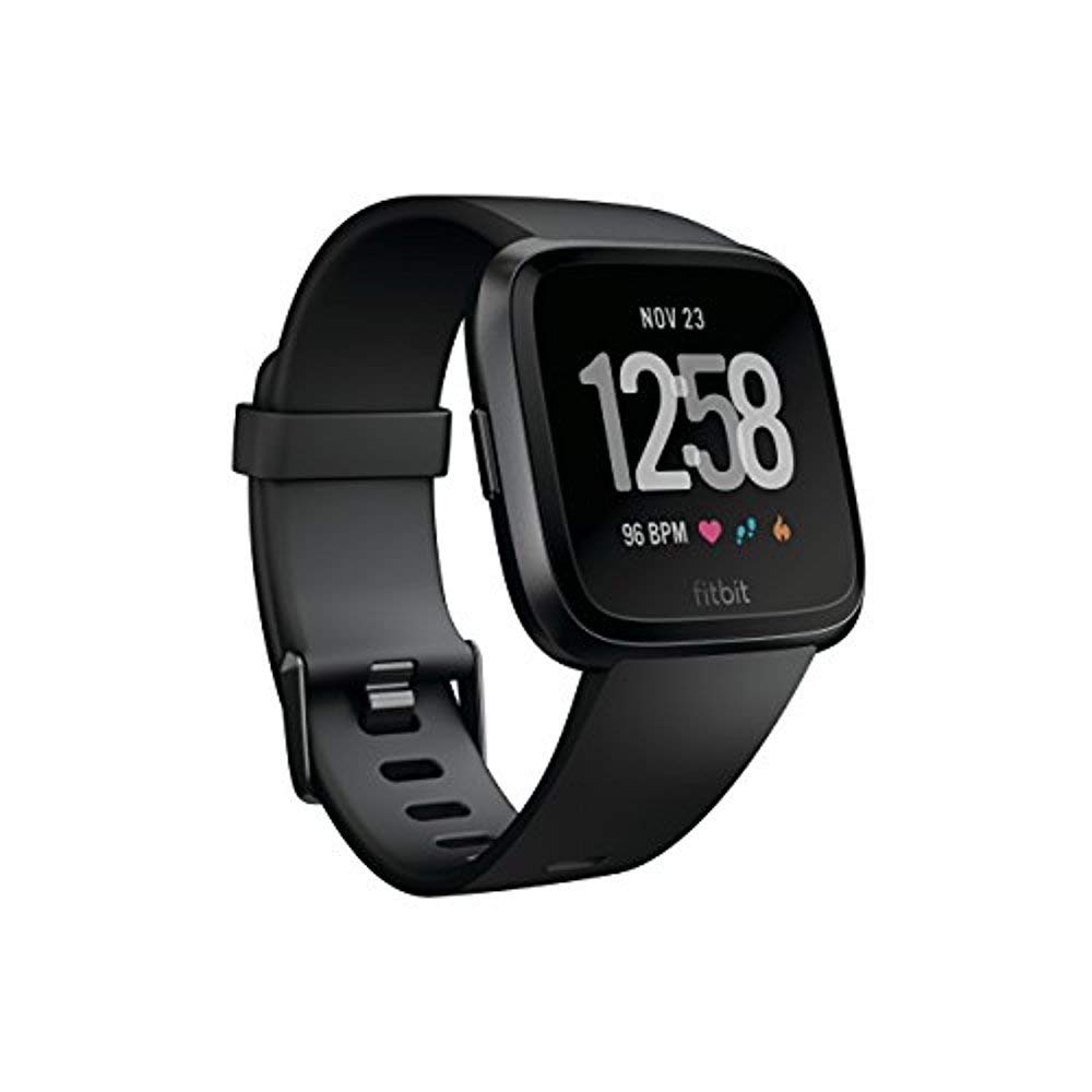 Reloj inteligente Fitbit Versa, aluminio negro / negro, talla única (bandas S y L incluidas)