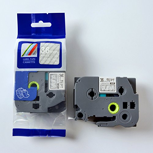 cinta etiqueta Compatible para Brother P-Touch TZ TZe 165 blanco sobre transparente 36 mm.